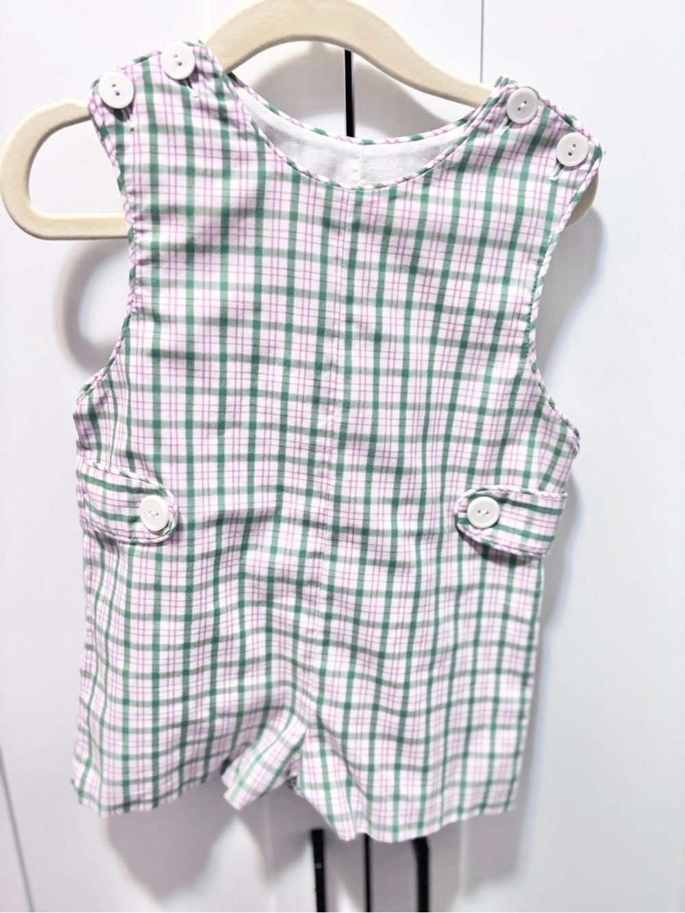 Remember Nguyen Plaid Button Romper Jon Jon